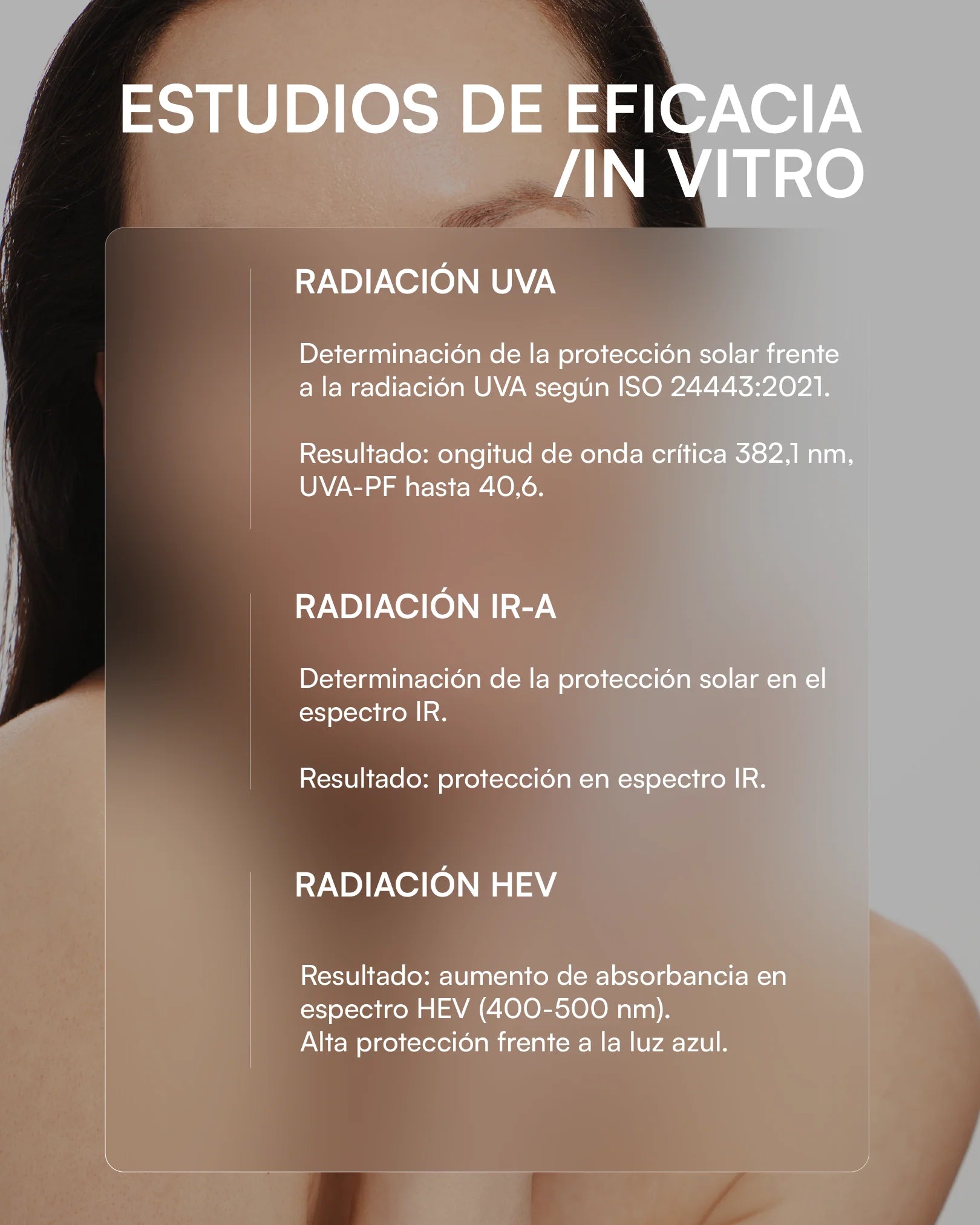 Estudios de eficacia in vitro del Factor Fotobioma: UVA-PF 40,6, protección IR-A y luz azul HEV