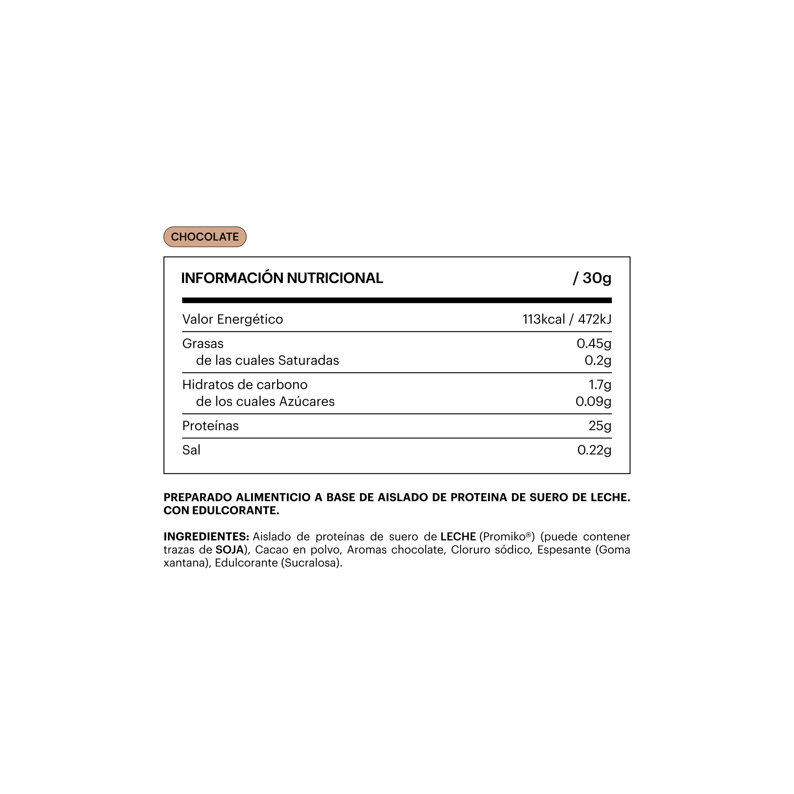 Información nutricional de Be Levels Whey Isolated Protein proteína de suero (2)