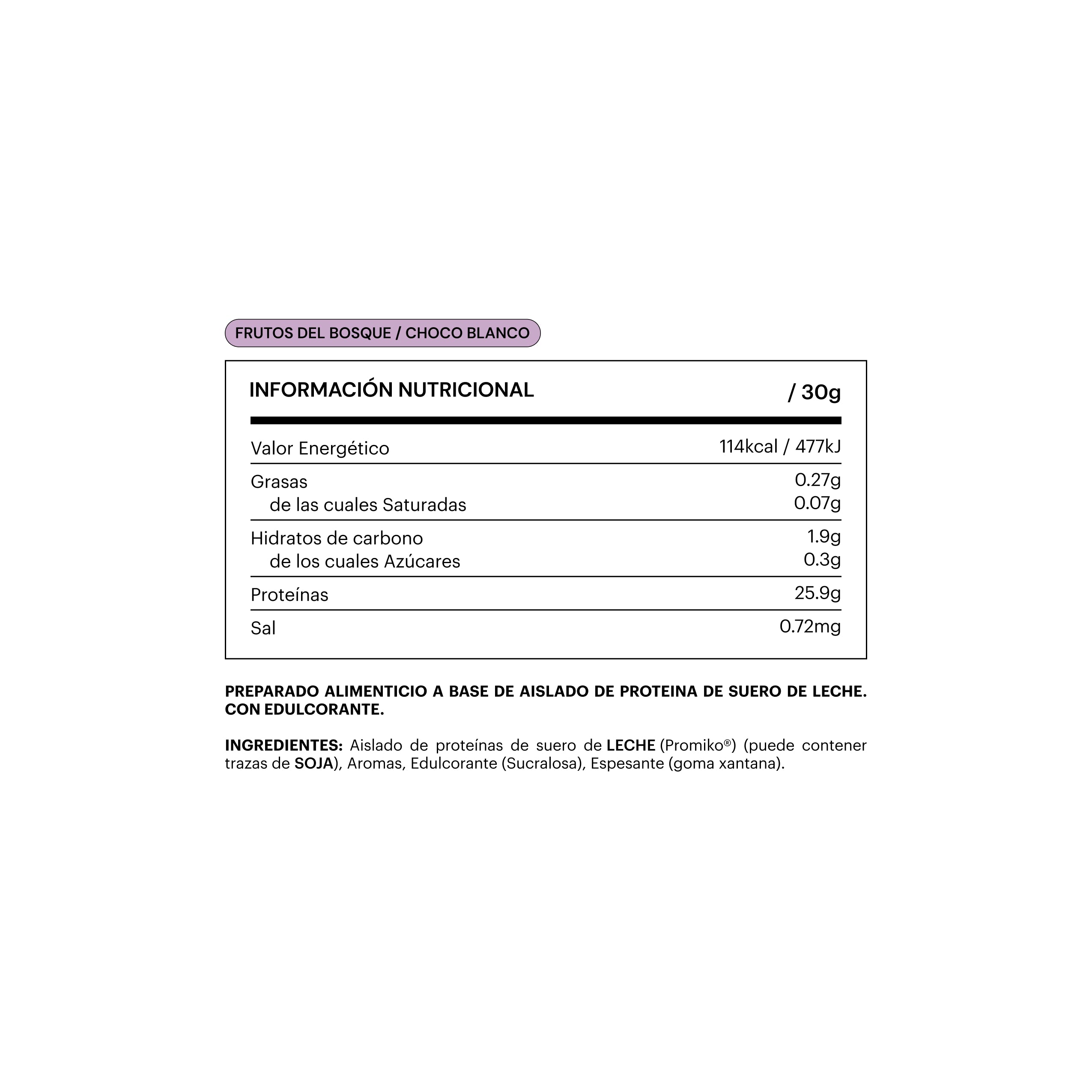 Información nutricional de Be Levels Whey Isolated Protein proteína de suero (3)