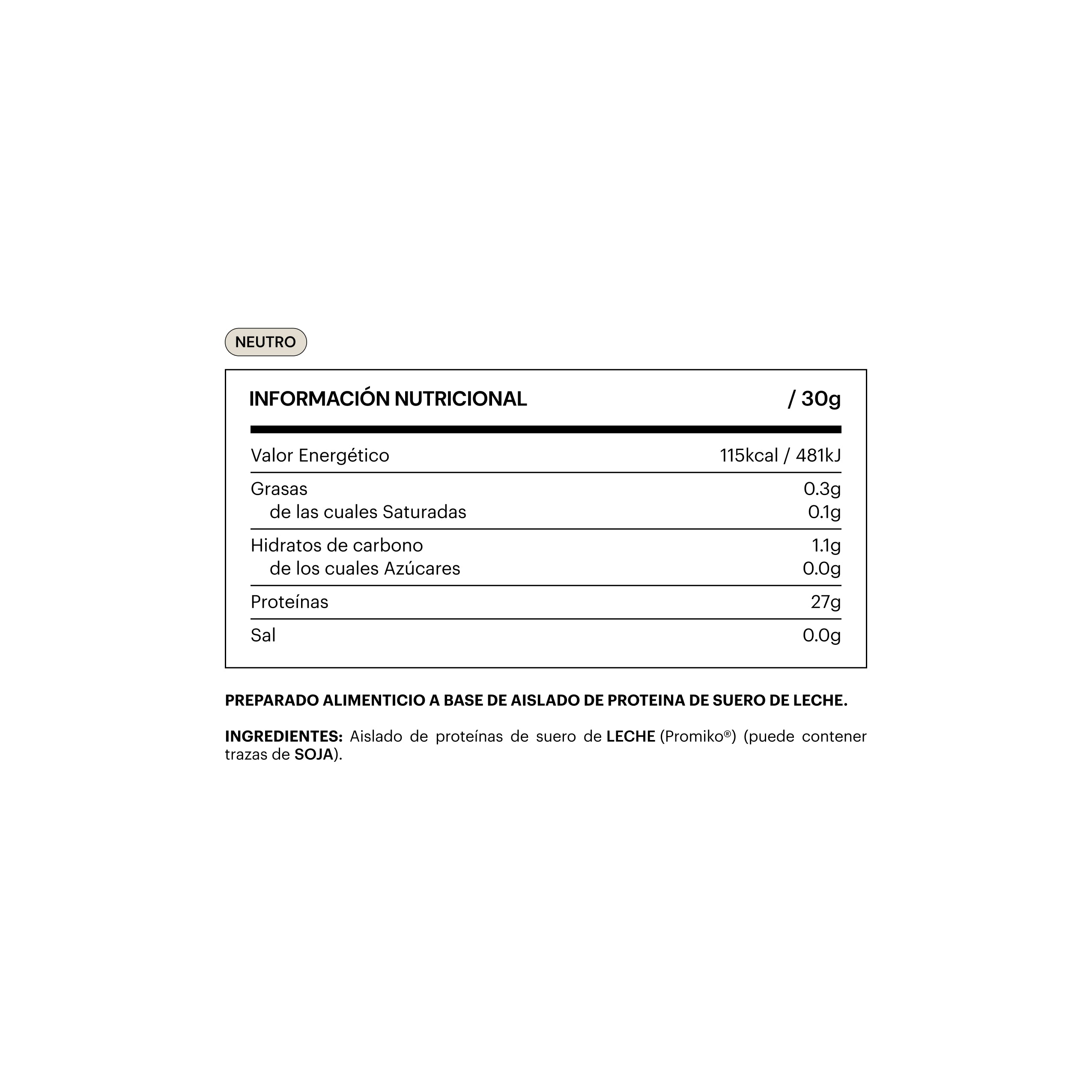 Información nutricional de Be Levels Whey Isolated Protein proteína de suero (4)