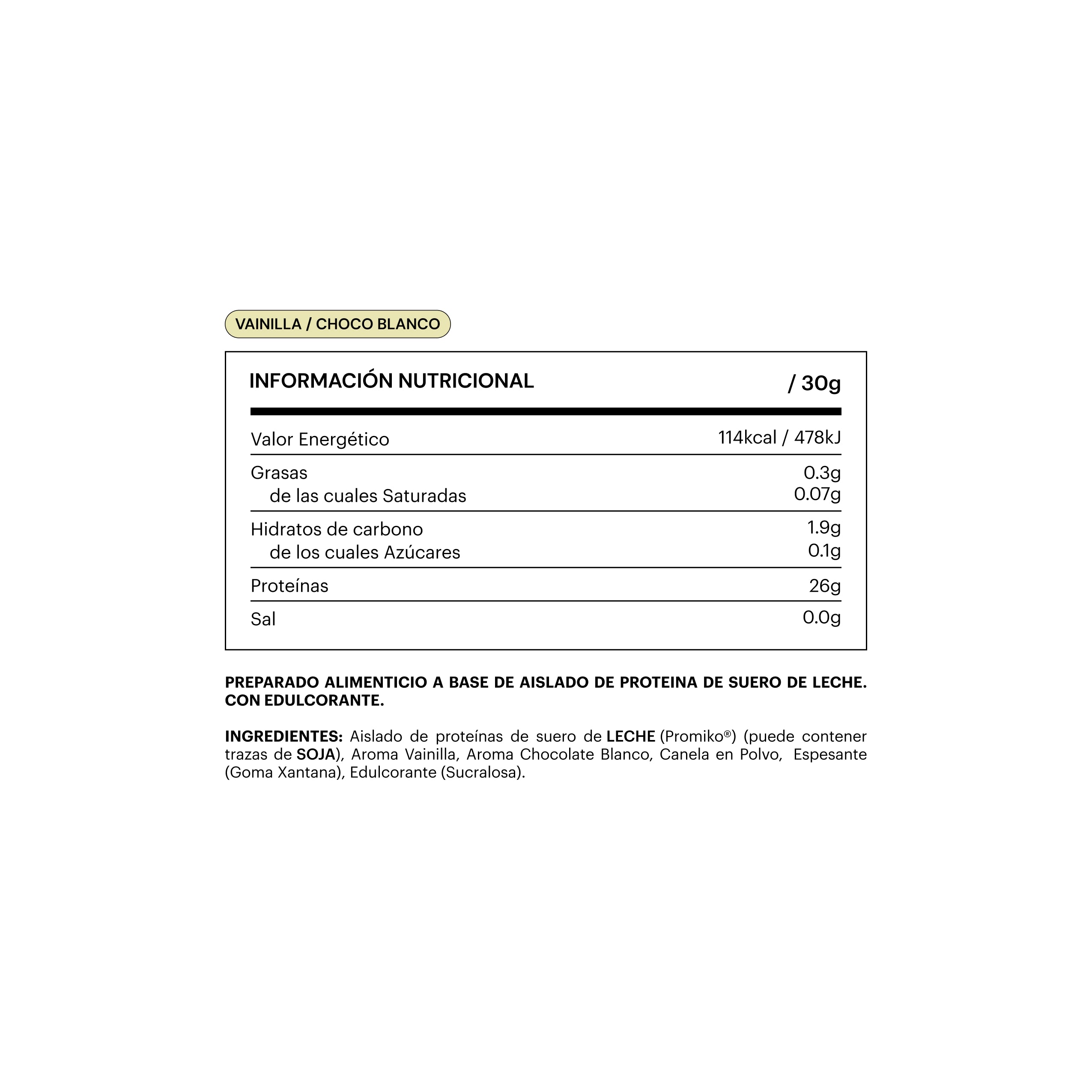 Información nutricional de Be Levels Whey Isolated Protein proteína de suero (5)