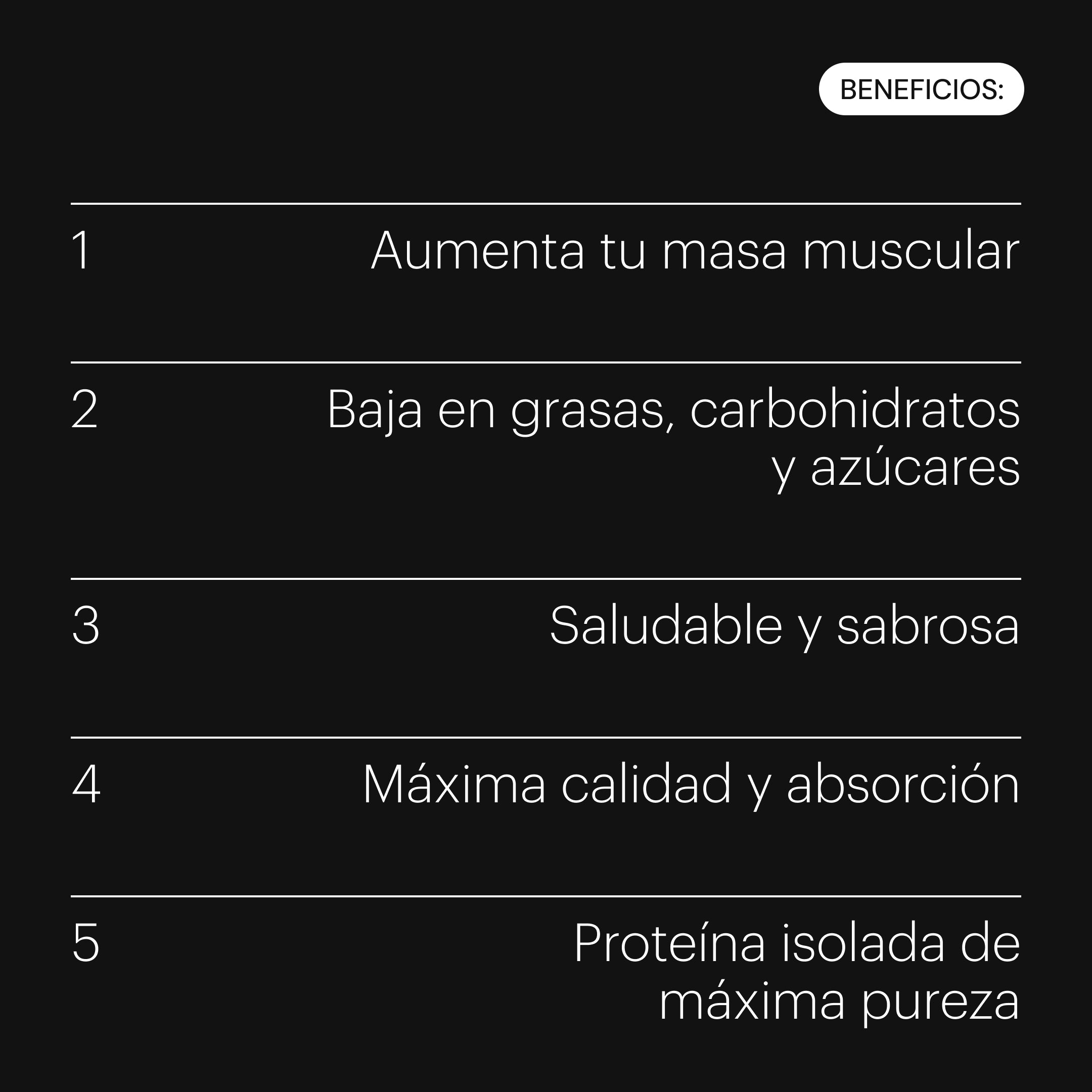 Composición de Be Levels Whey Isolated Protein proteína de suero