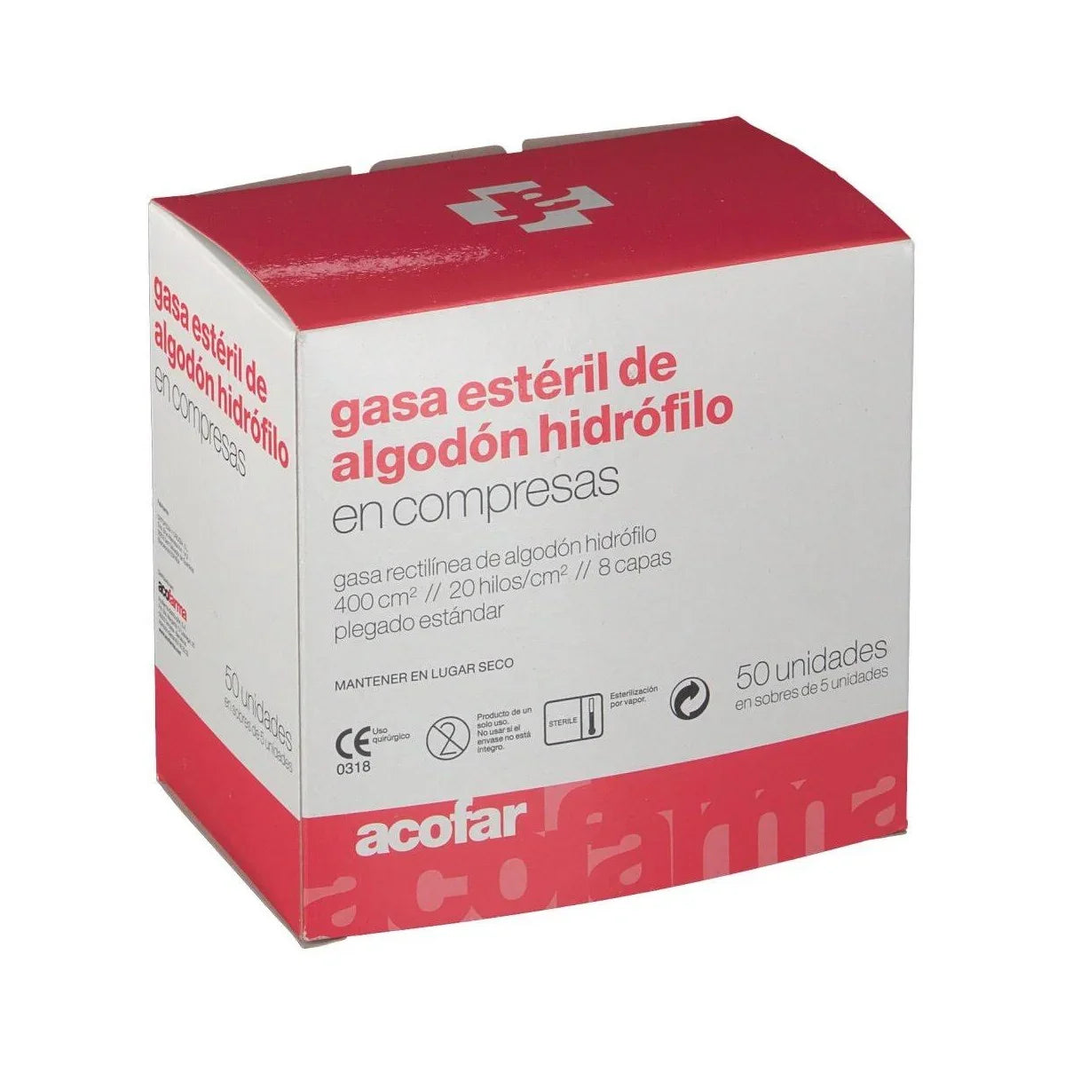Gasa Estéril de Algodón Hidrófilo en Compresas Acofar (50 unidades)