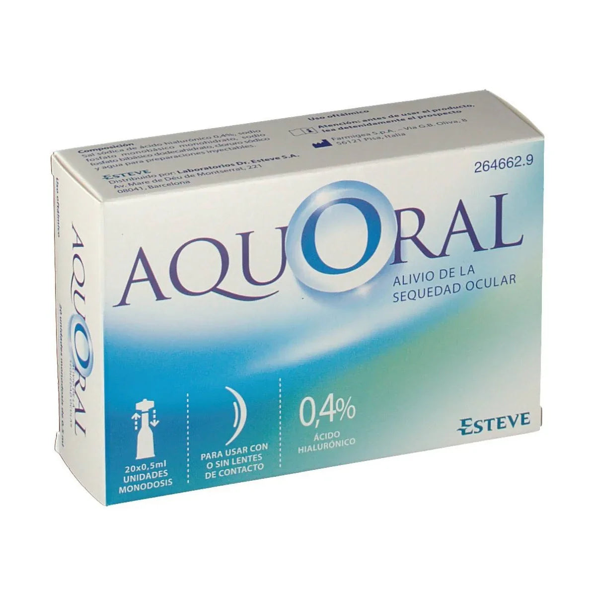 Esteve Aquoral Gotas Oftalmicas Lubricantes 20X0,5ml Hidratante