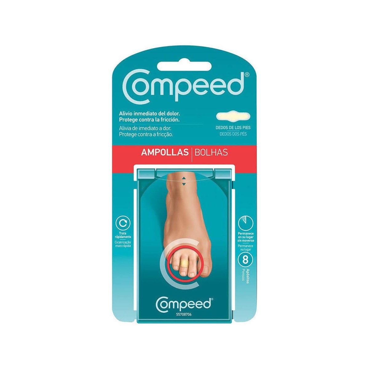 COMPEED AMPOLLAS HIDROCOLOIDE DEDOS PIES 8 UNIDA