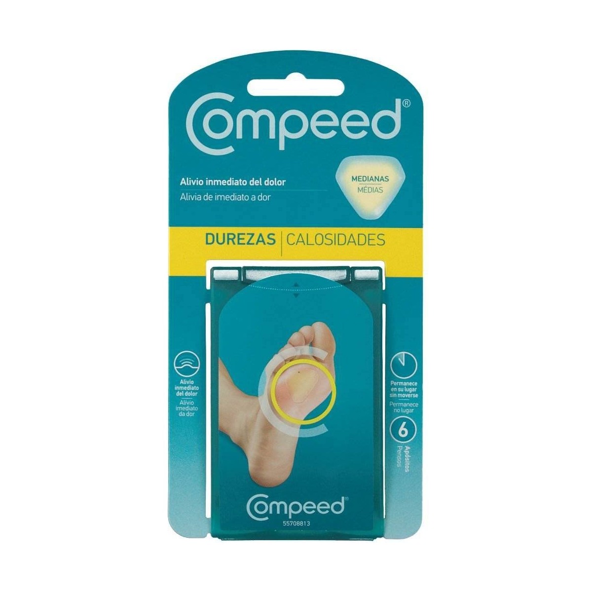 COMPEED DUREZAS HIDROCOLOIDE TALLA MEDIANA 6 UNI