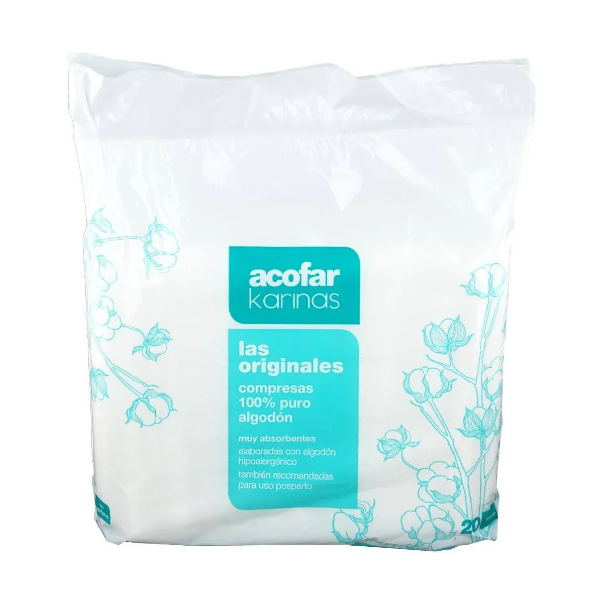 Acofarma Acofar Karinas Algodon 20 Uds Compresas de Absorbentes