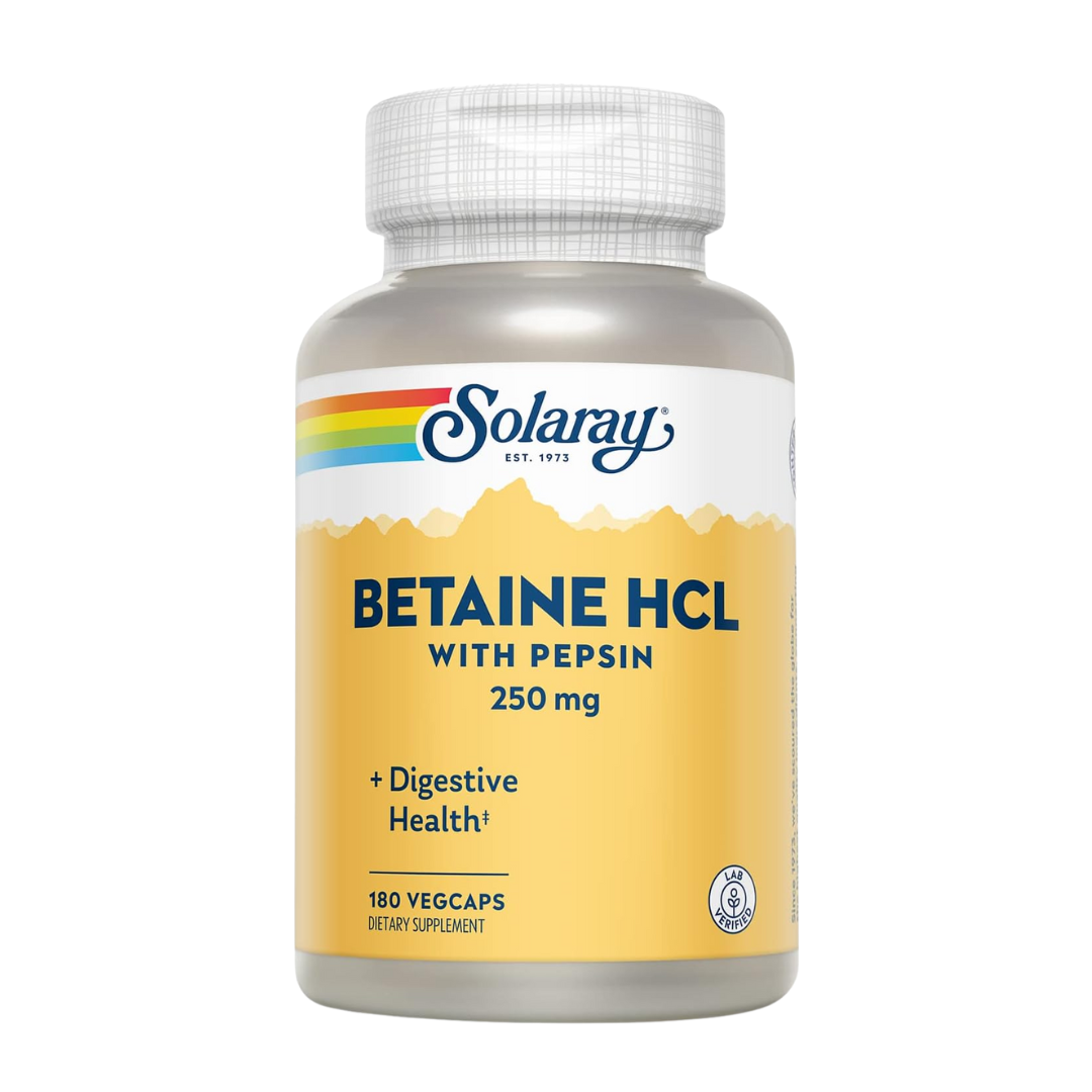 Solaray Betaine HCL 250Mg. 180 Cápsulas
