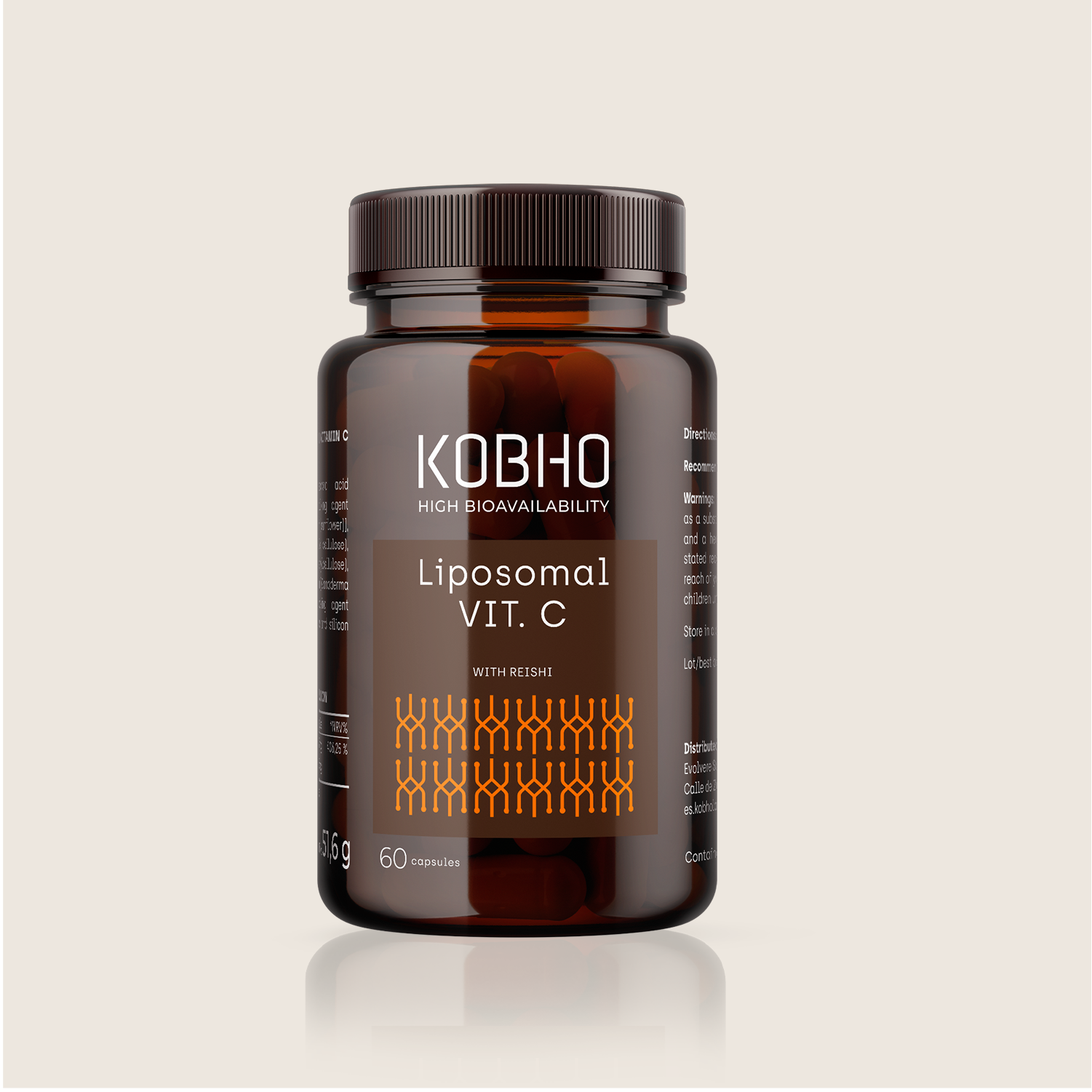 Bote de Kobho Vitamina C + Reishi de 60 cápsulas