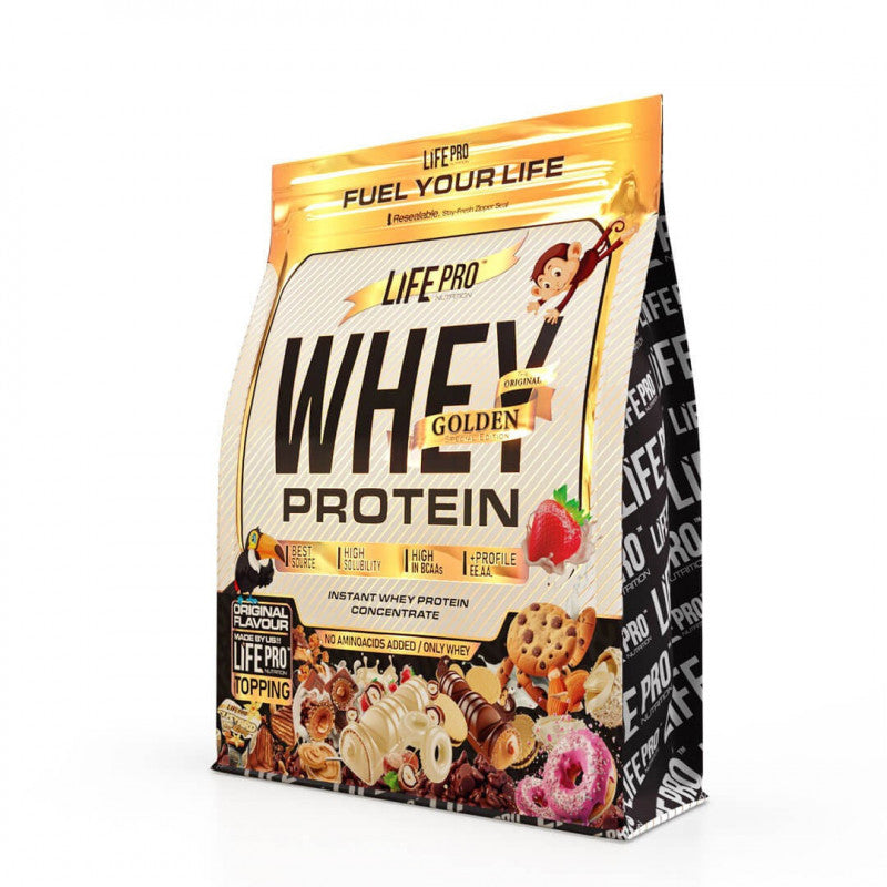 Bolsa de Life Pro Whey Gourmet Edition de 2 kg, sabor Choco Monky Rocher