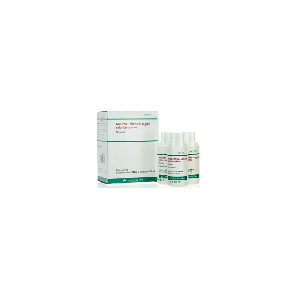 MINOXIDIL VIÑAS 50 mg/ml Solución Cutánea 3 frascos de 60 ml
