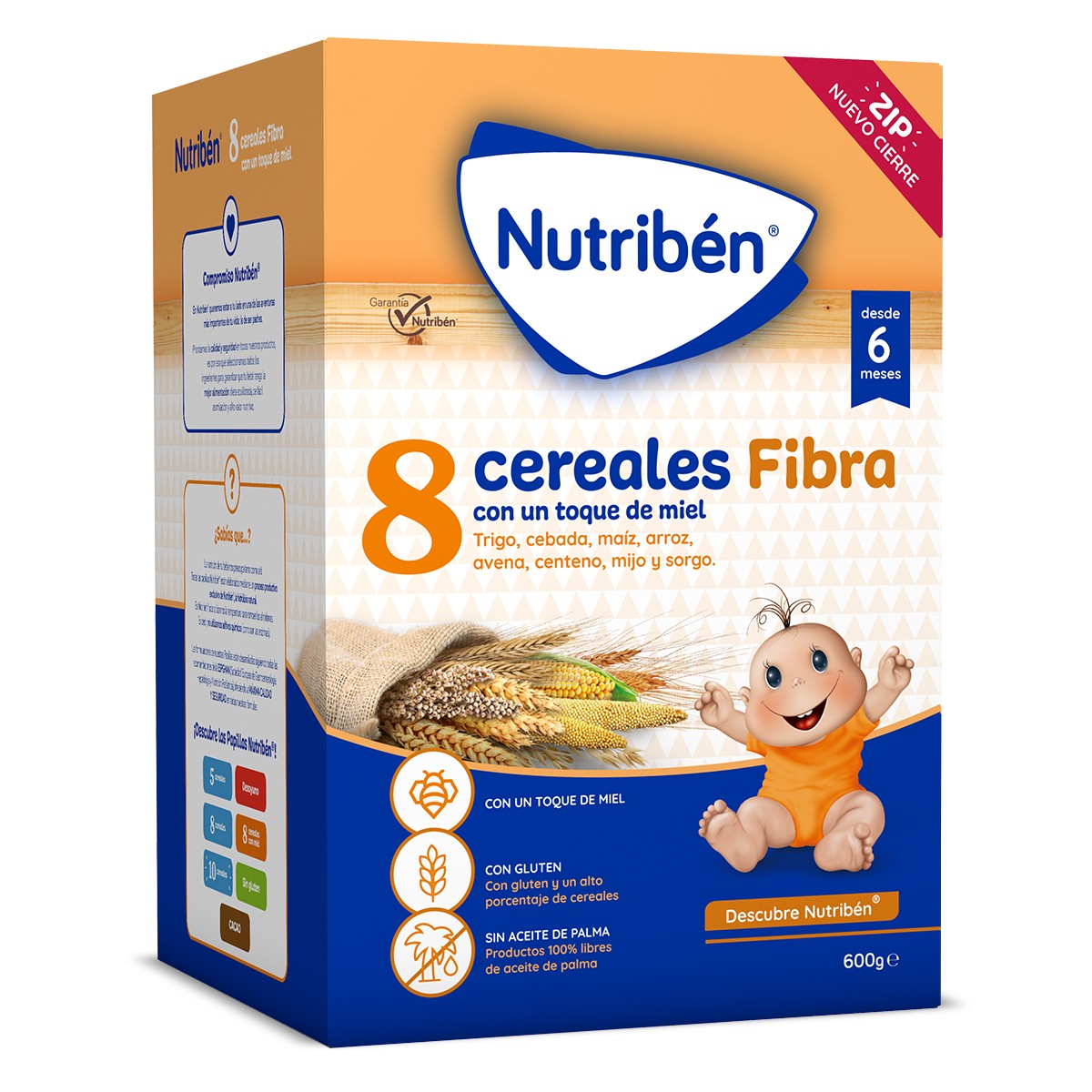 NUTRIBEN 8 CEREALES Y MIEL FIBRA 1 ENVASE 600 G