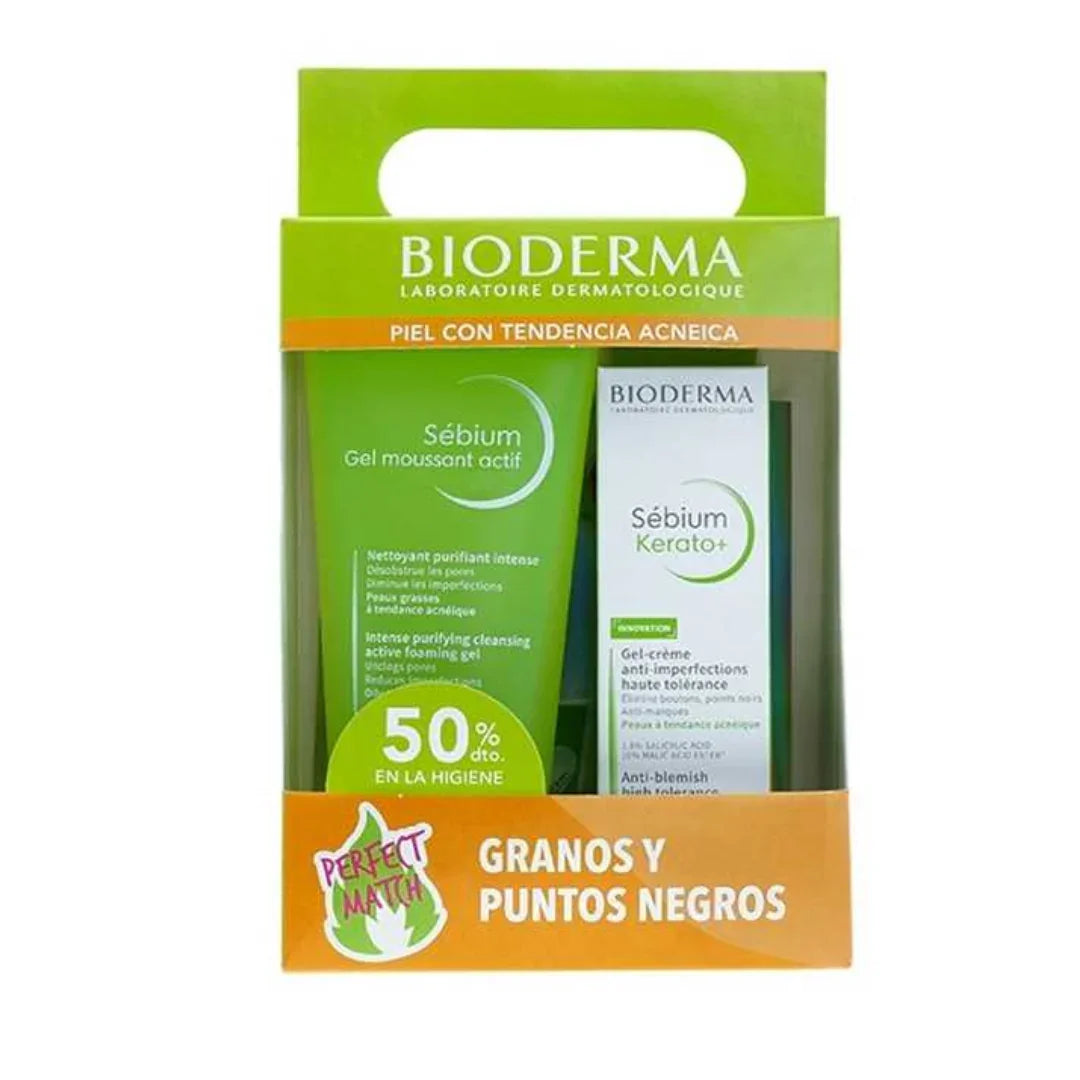 Bioderma Granos Sebium Pack Gel Moussant Actif + Kerato + Piel Puntos Negros