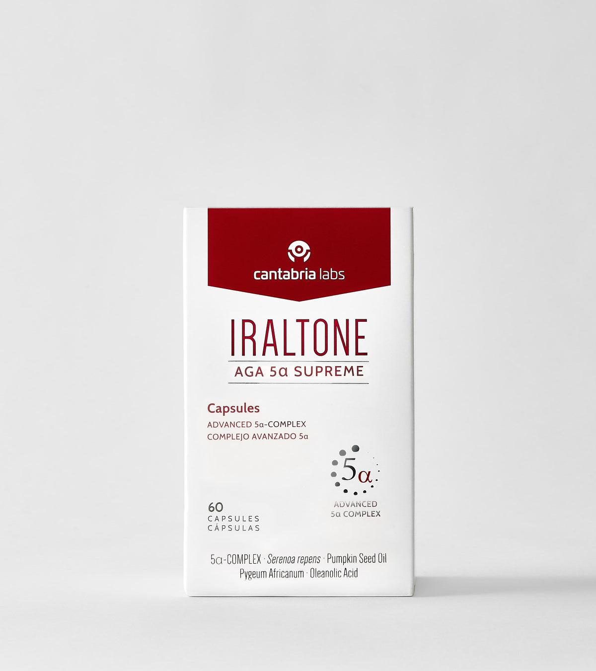 Iraltone AGA 5α Supreme 60 cápsulas · envase