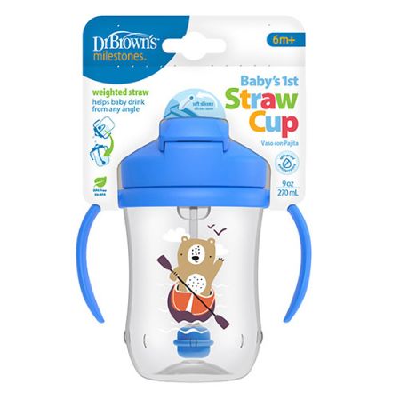 Dr Brown´s Vaso con Pajita 270 ML Azul 6M+