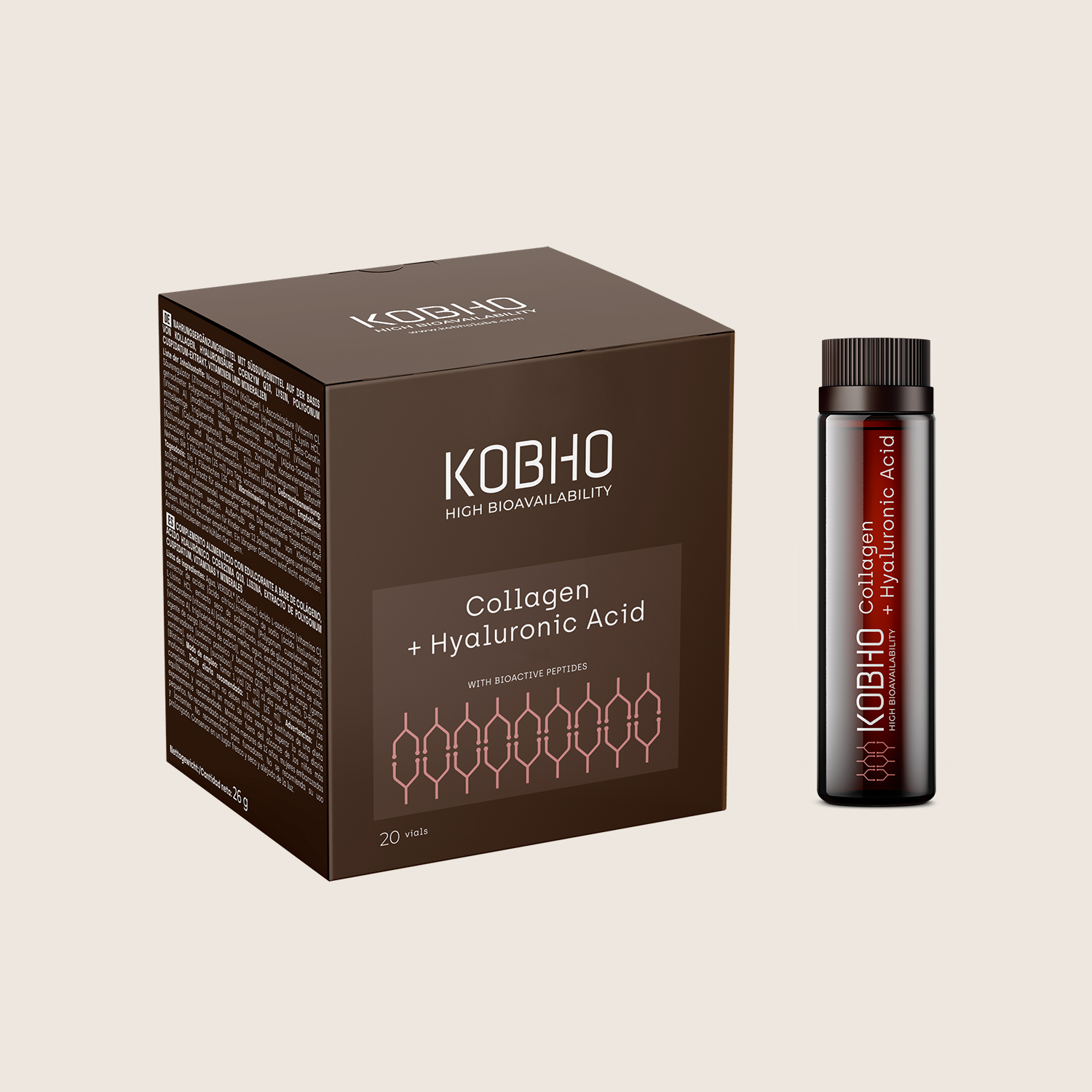 Estuche de Kobho Colágeno + Ácido Hialurónico de 20 viales