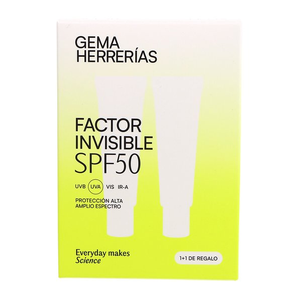 Estuche del duplo GH Gema Herrerías Factor Invisible SPF 50 con dos unidades de 45 ml y 1+1 de regalo
