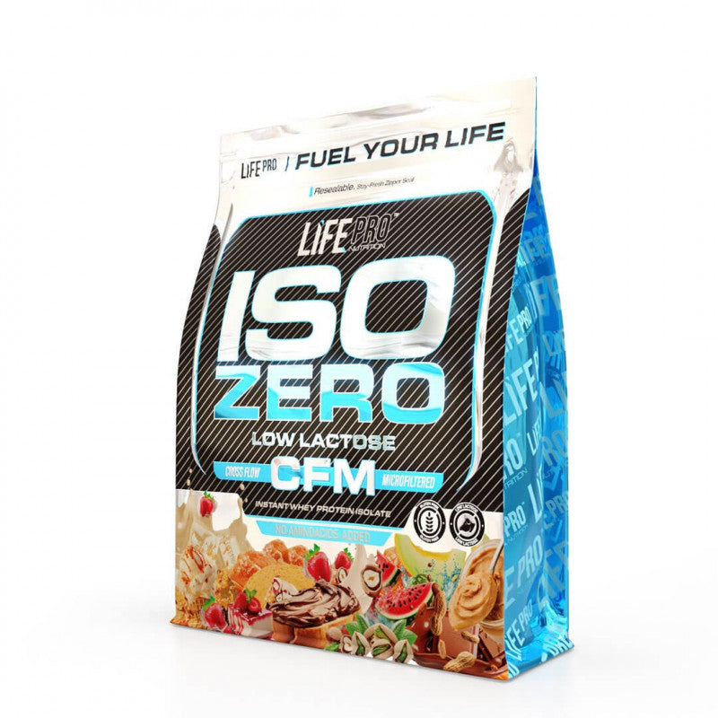 Bolsa de Life Pro Iso Zero CFM baja en lactosa, aislado de proteína de suero sabor fresa y plátano