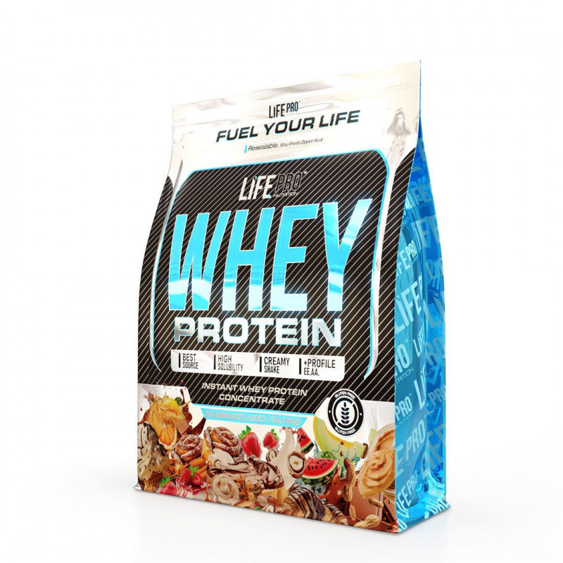 Bolsa de 1 kg de Life Pro Proteína Whey sabor strawberry banana